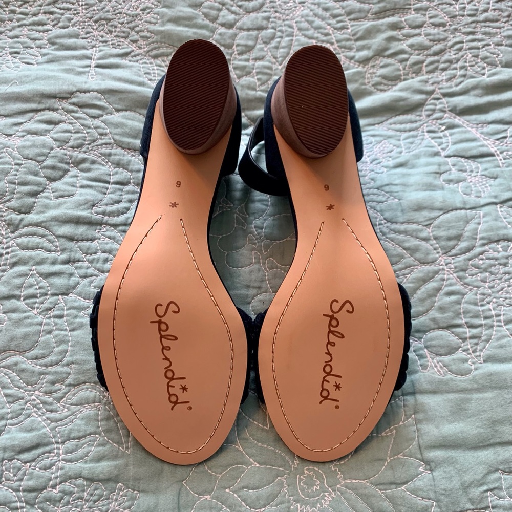 Splendid Taro Ankle Strap Heeled Sandals 9M in Navy Suede - Picture 6 of 7